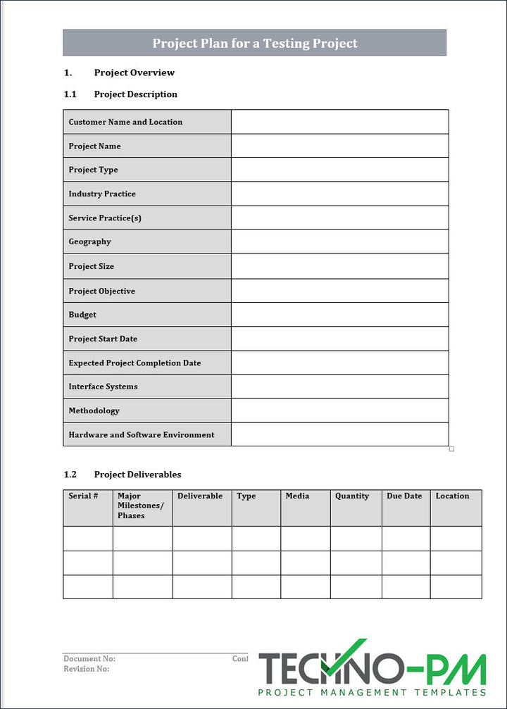 Project Plan for a Testing Project