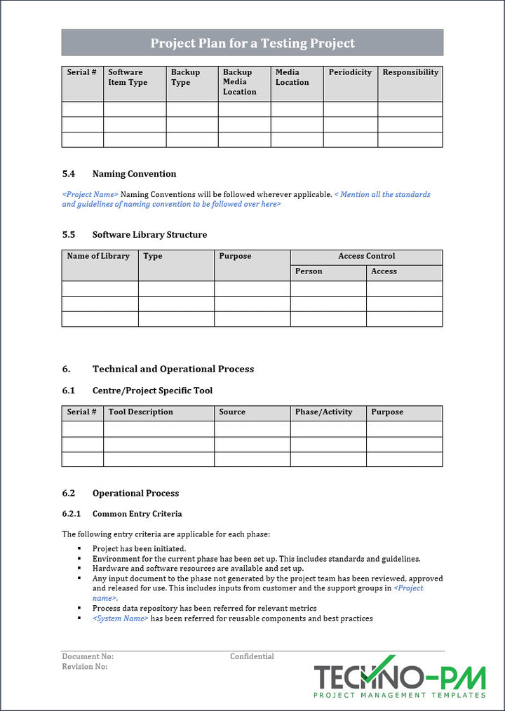 Project Plan for a Testing Project