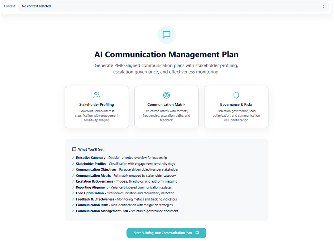 AI Communication Management Plan