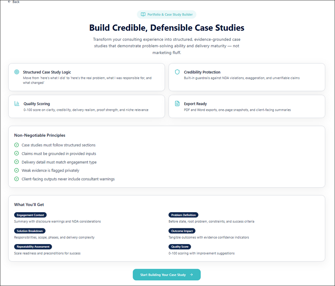 AI Consulting Portfolio and Case Study Builder