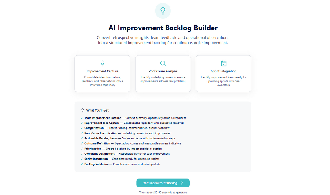 AI Improvement Backlog Builder