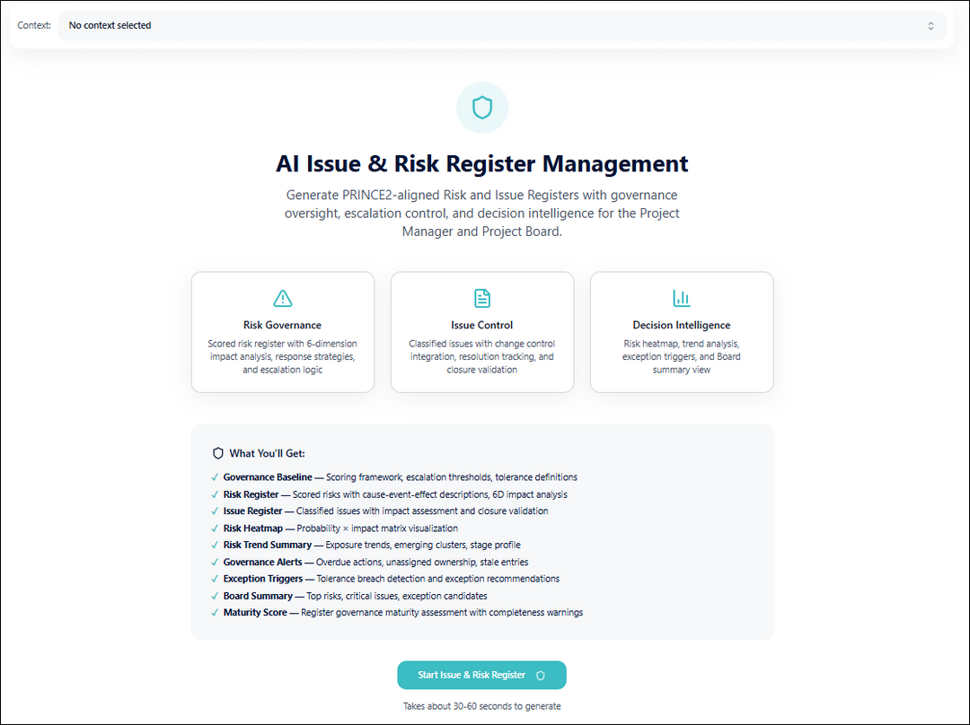 AI Issue & Risk Register Management