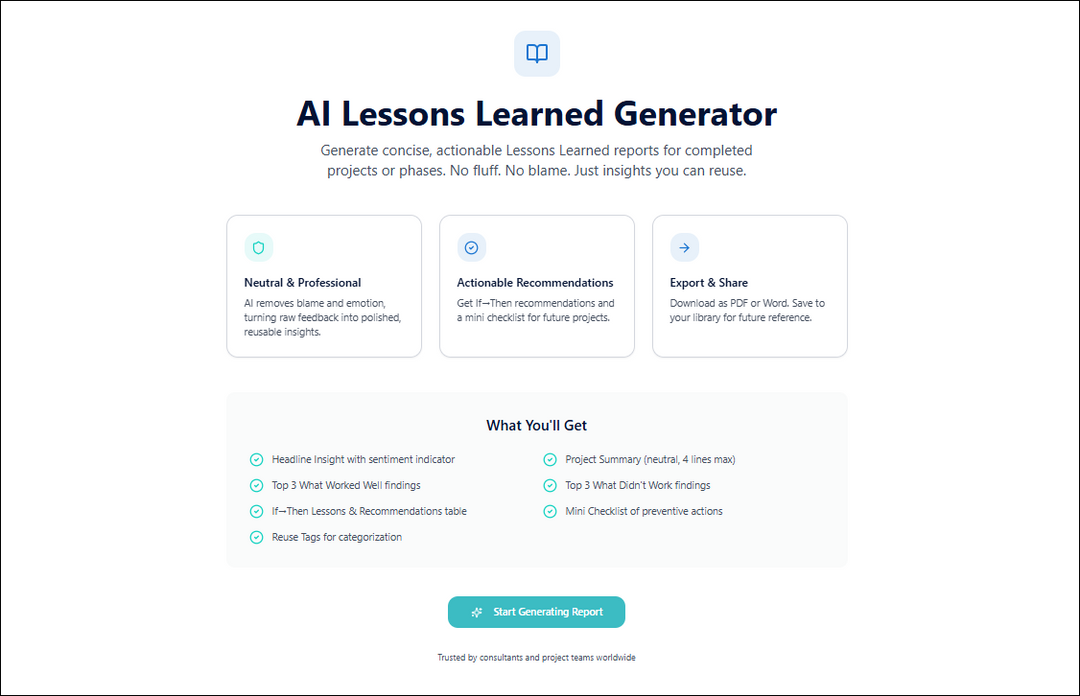 AI Lessons Learned Generator