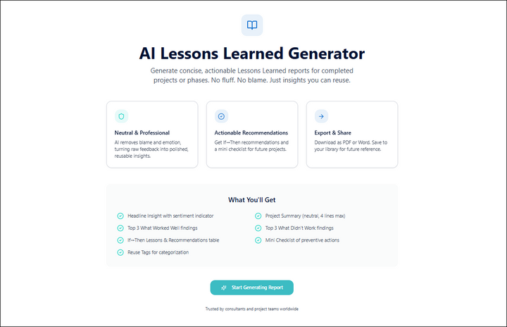 AI Generated Documents – Tagged "AI Lessons Learned Tool"– Techno PM ...