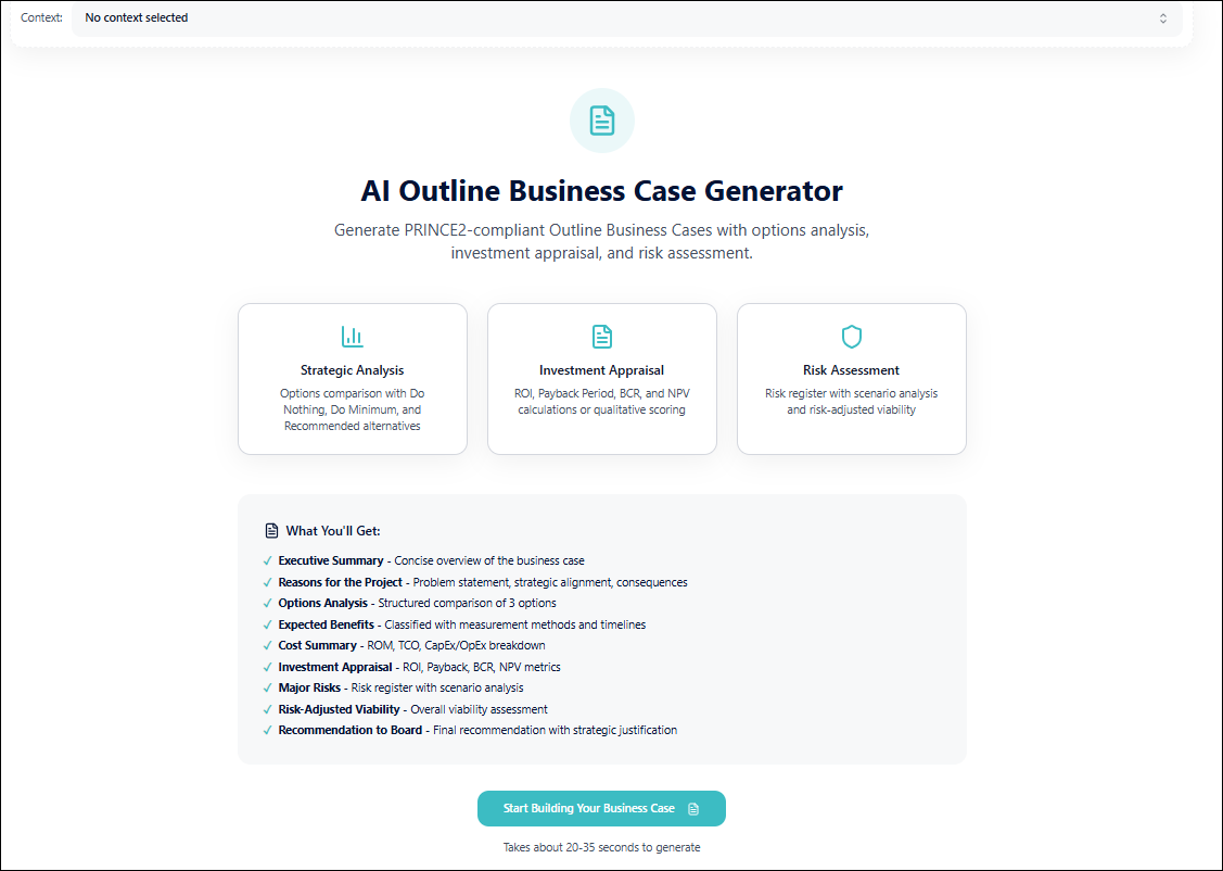 AI Outline Business Case Generator – Techno PM - Project Management ...