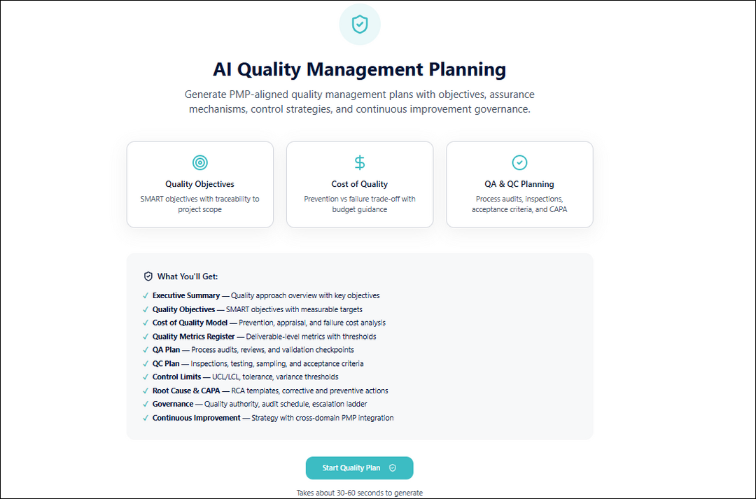 AI Quality Management Planning