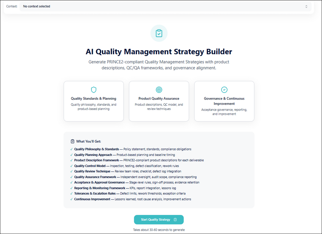 AI Quality Management Strategy Builder