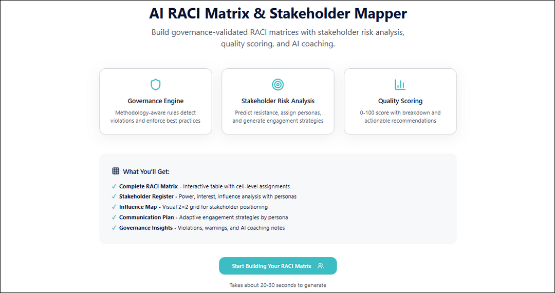 AI RACI Matrix & Stakeholder Mapper