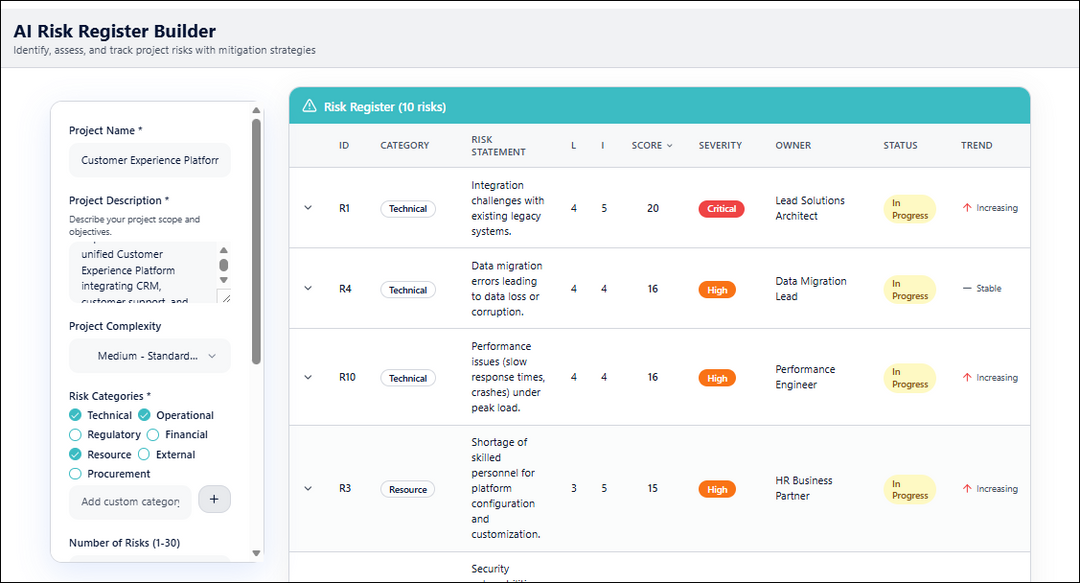 AI Risk Register Builder