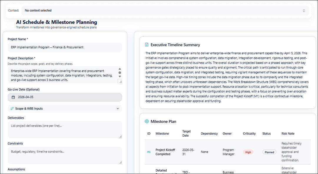 AI Schedule & Milestone Planning
