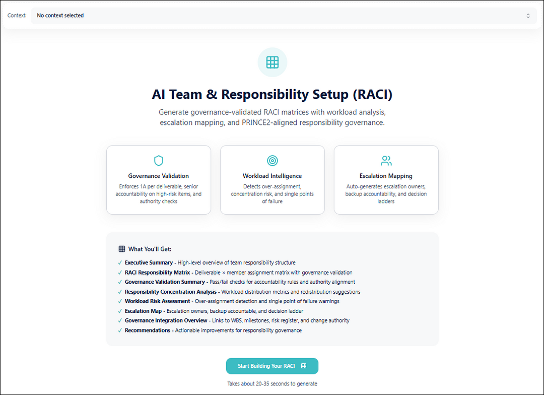 AI Team & Responsibility Setup (RACI)