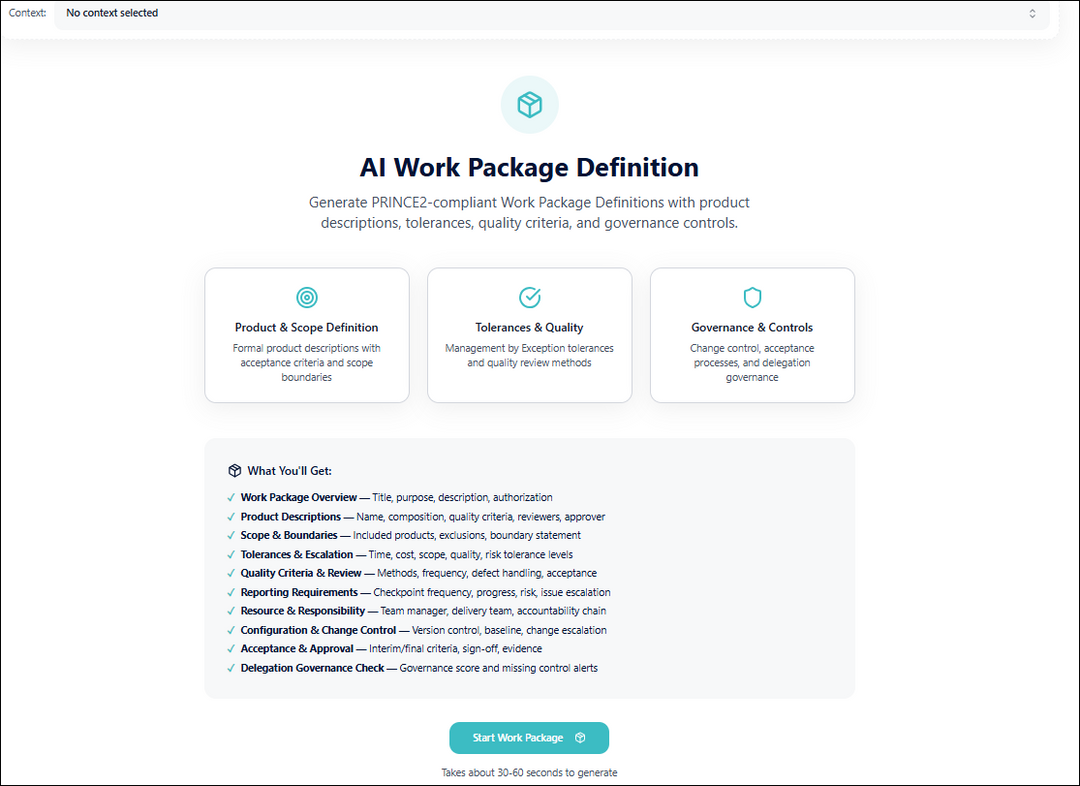 AI Work Package Definition