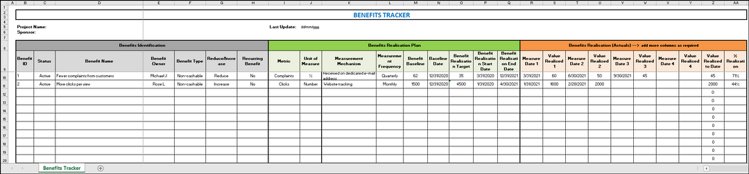 Benefit Tracker Template