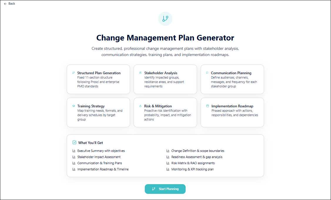 Change Management Plan Generator – Techno PM - Project Management ...