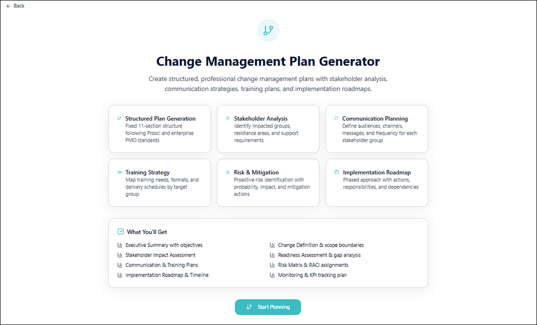 Change Management Plan Generator