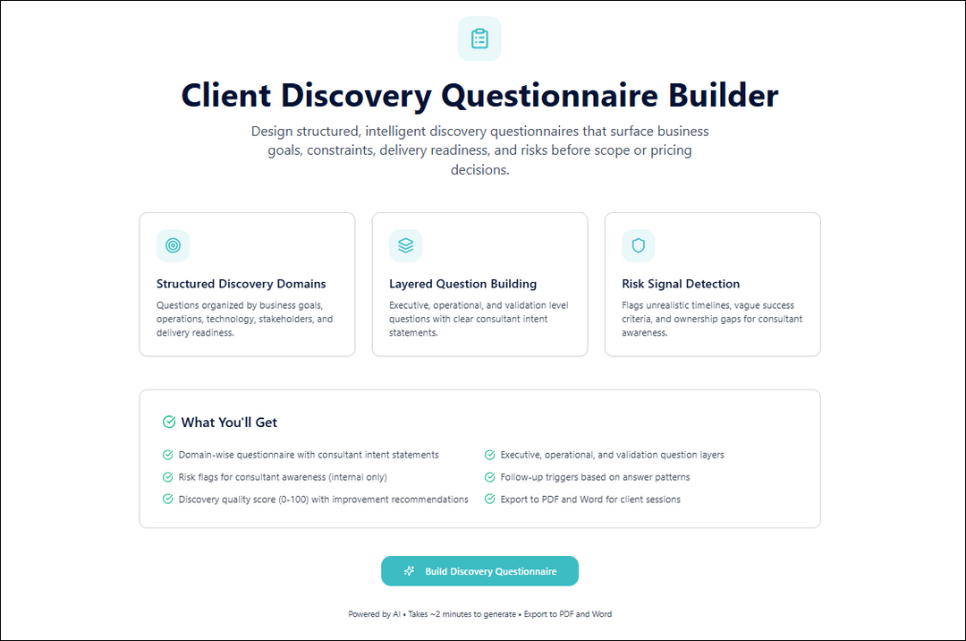 Client Discovery Questionnaire Builder