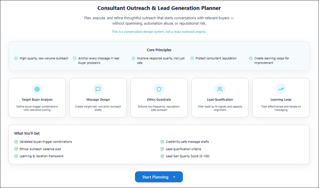 Consultant Outreach & Lead Generation Planner