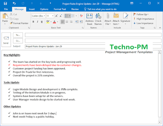 Project Status Reports – Techno PM - Project Management Templates Download