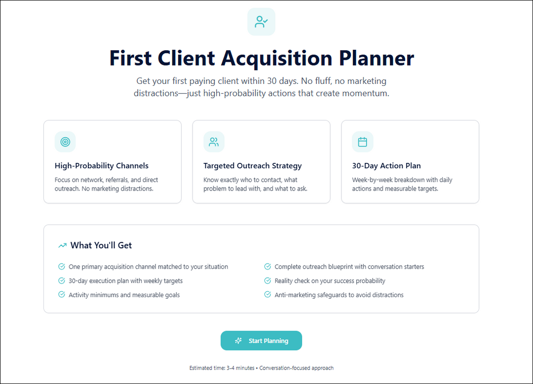 First Client Acquisition Planner