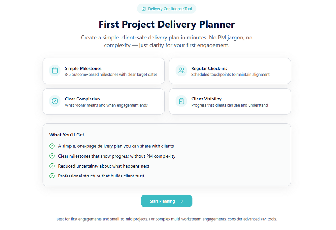 First Project Delivery Planner