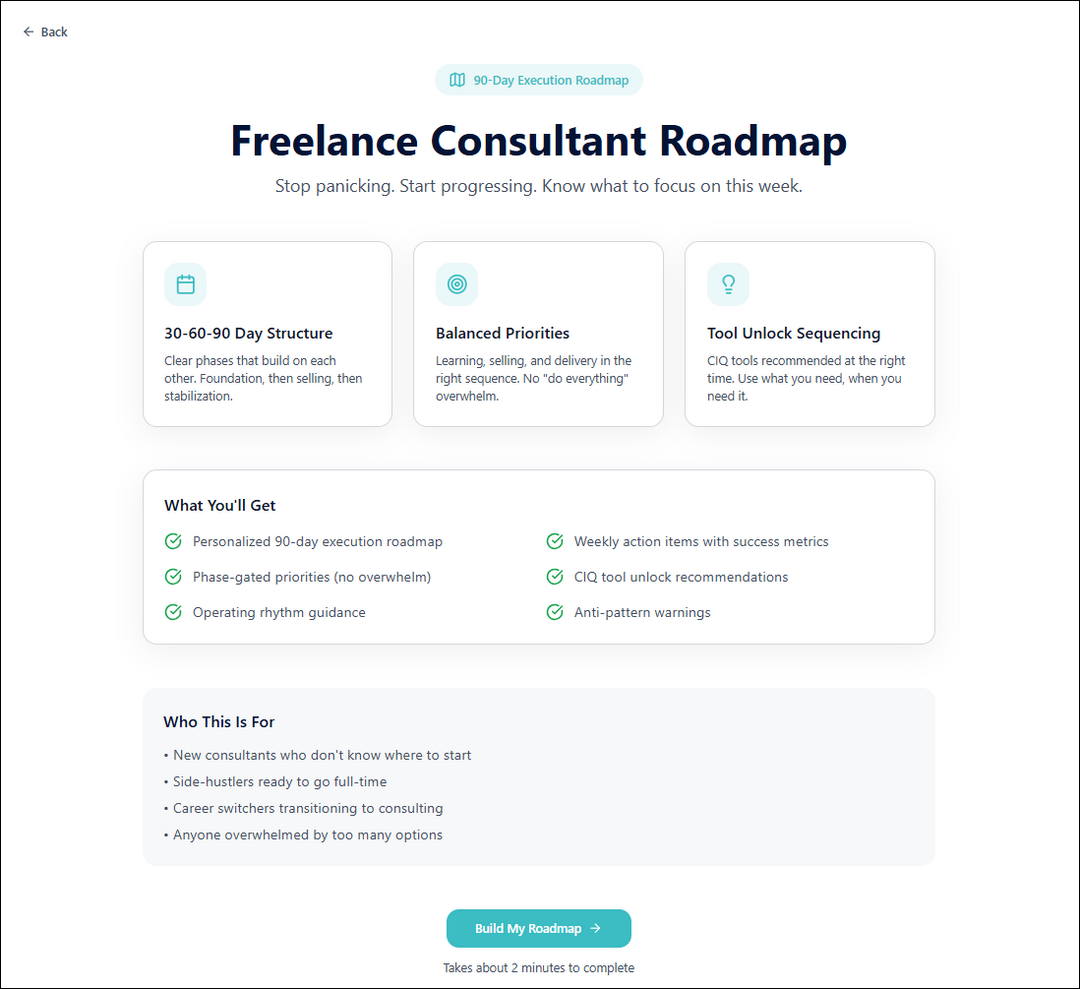 Freelance Consultant Roadmap