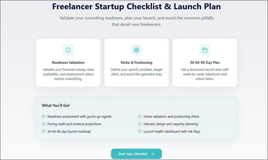 Freelancer Startup Checklist & Launch Plan