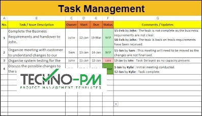 Task Management Format Task Management Templates Free Download – Techno PM - Project ...