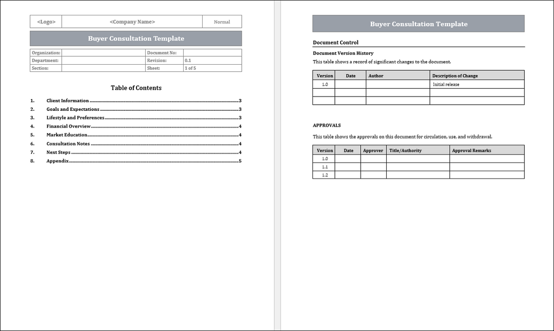Buyer Consultation Template Free Download