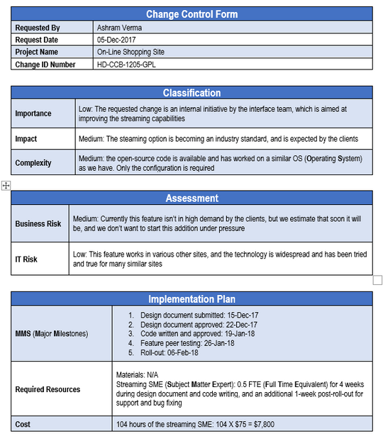 Change Management Form Sample Qms Change Management Pack – Techno PM - Project Management Templates Download