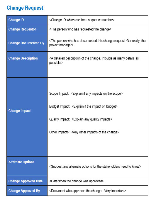 Major Change Request Examples Change Management Pack – Techno PM - Project Management Templates Download