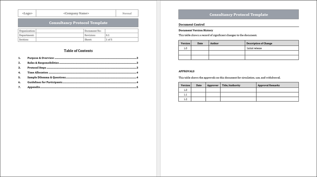 Consultancy Protocol Template Free Download
