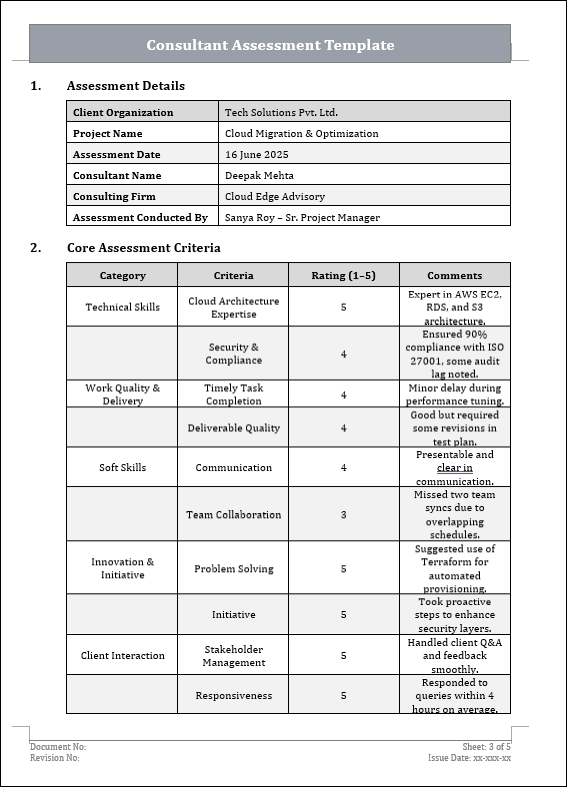 Consultant Assessment Template 