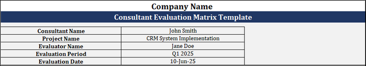 Consultant Evaluation Matrix Template
