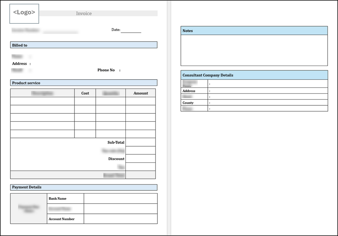 Consultant Invoice Template Word Free Download