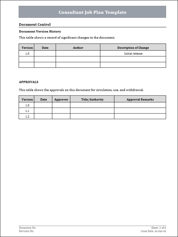 FREE Consultant Job Plan Template
