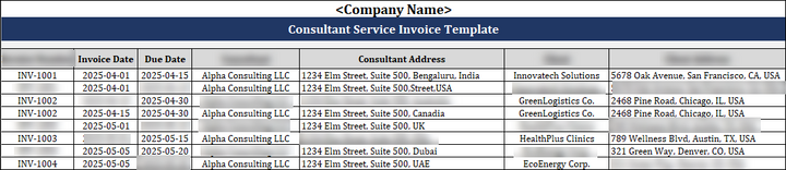 FREE Consultant Service Invoice Template

