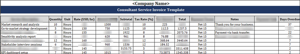 FREE Consultant Service Invoice Template

