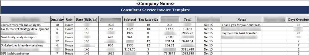 FREE Consultant Service Invoice Template

