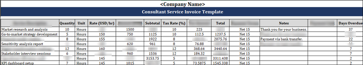 FREE Consultant Service Invoice Template

