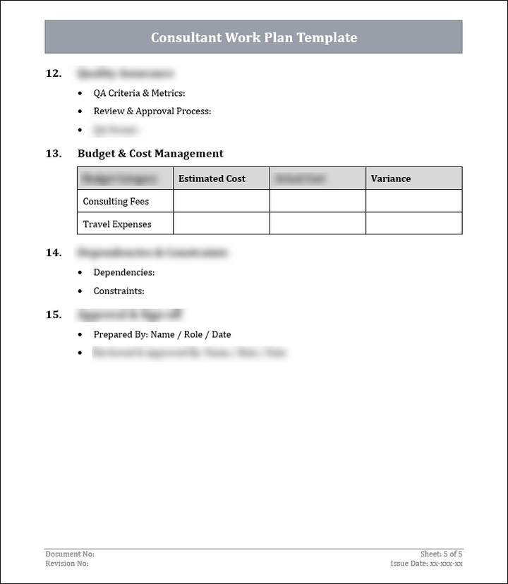 FREE Consultant Work Plan Template