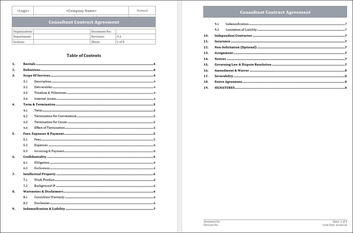 FREE Consultant Contract Agreement Template