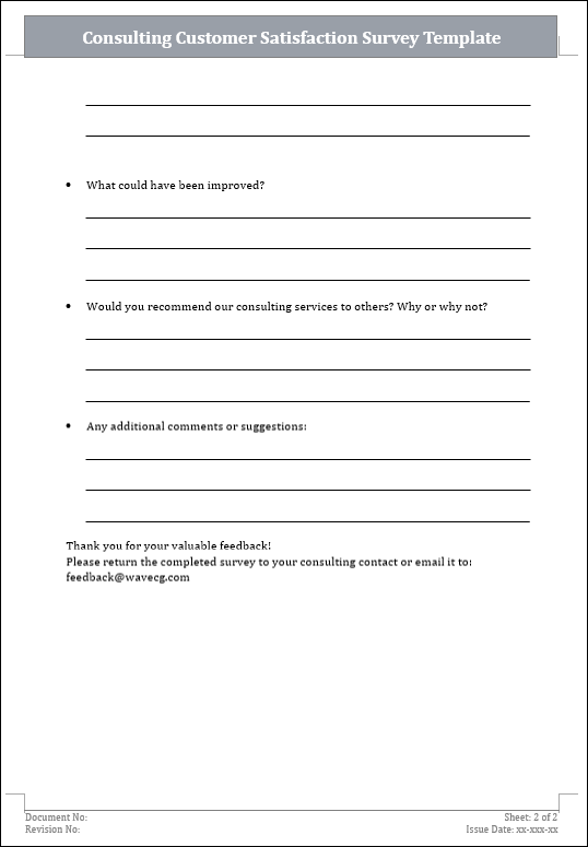 Consulting Customer Satisfaction Survey Template
