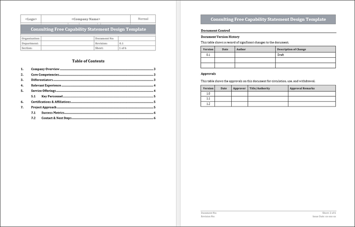 Consulting Free Capability Statement Design Template Free Download