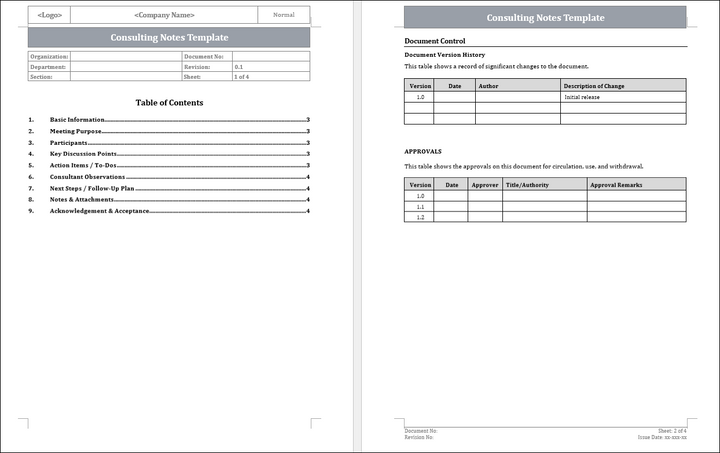 Consulting Notes Template Free Download