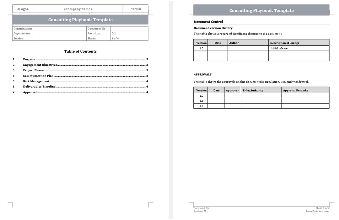 Consulting Playbook Template Free Download 