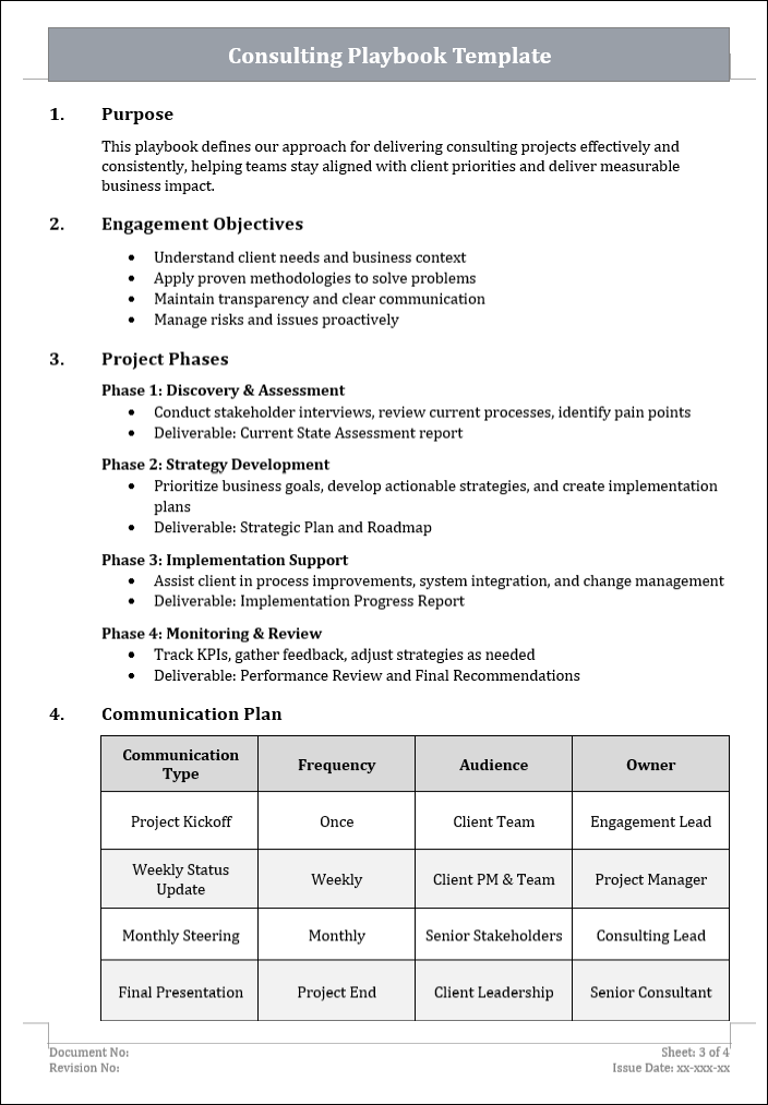 Consulting Playbook Template Free Download 