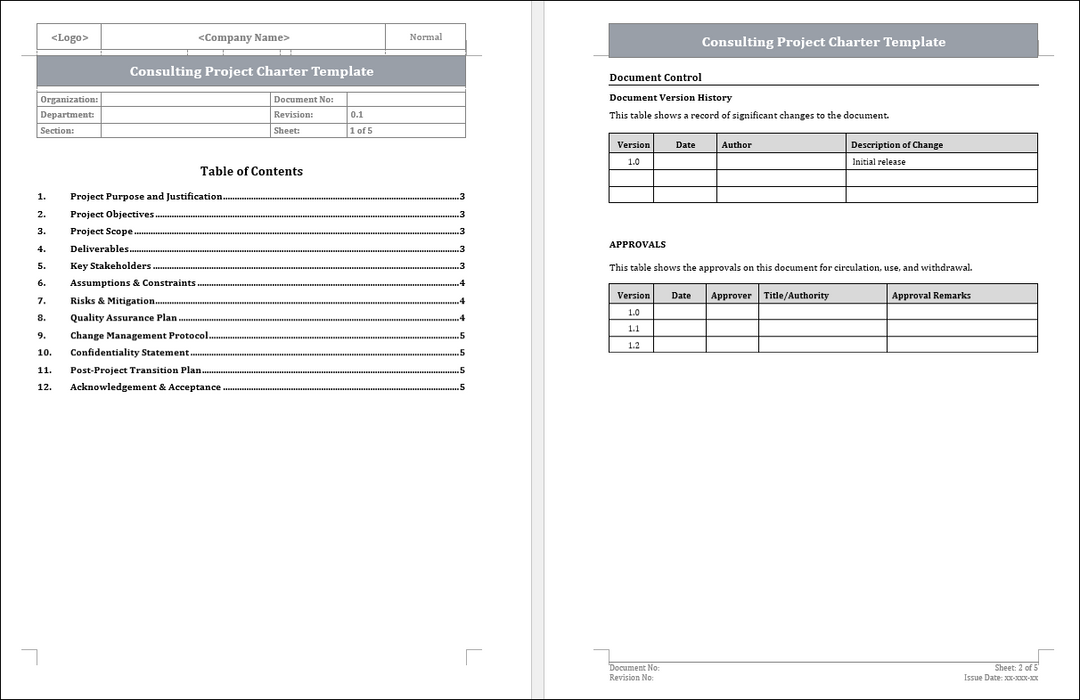 Consulting Project Charter Template