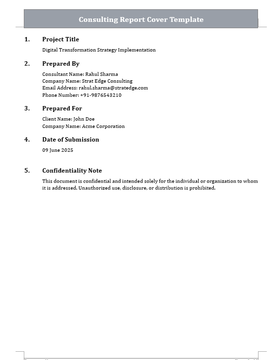 Consulting Report Cover Template
