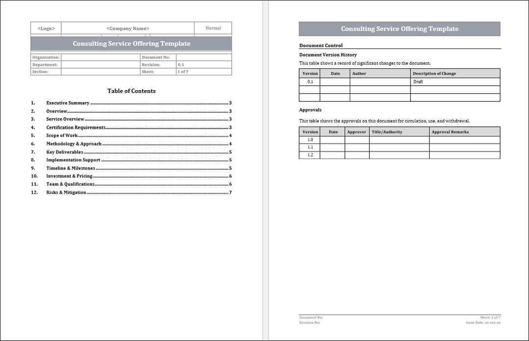 Consulting Service Offering Template Free Download