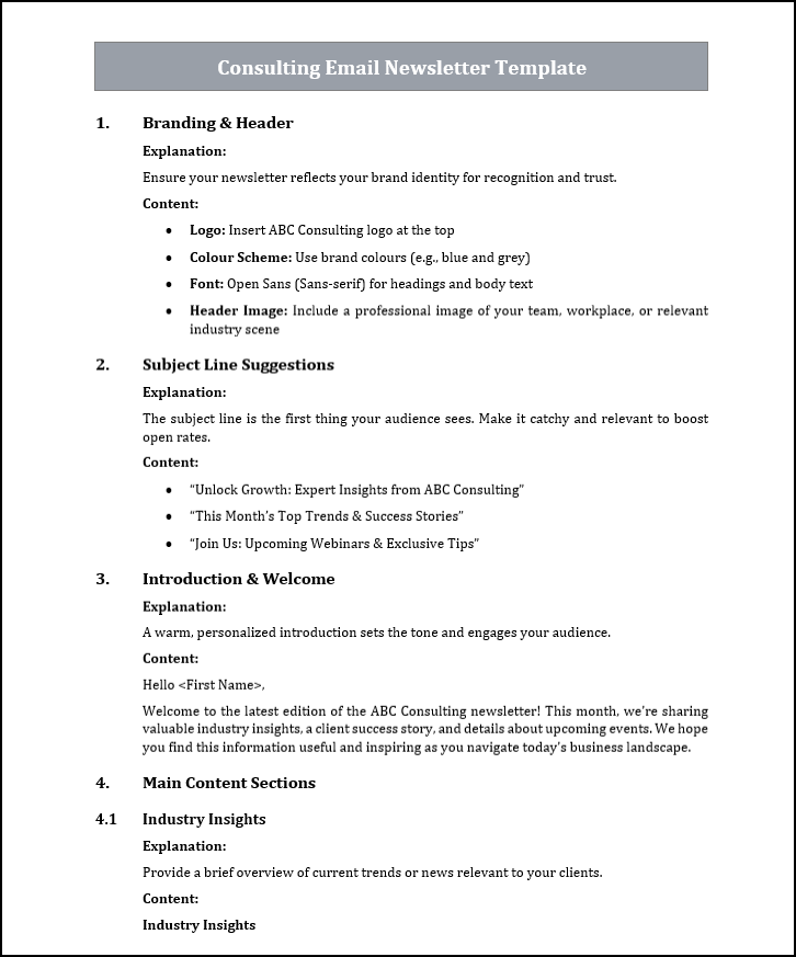 Consulting Email Newsletter Template Free Download